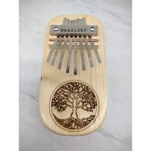 Handmade Kalimba Thumb Piano Tree of Life Pyrography Signed M M on back
